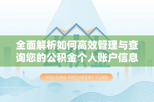 大足全面解析如何高效管理与查询您的公积金个人账户信息